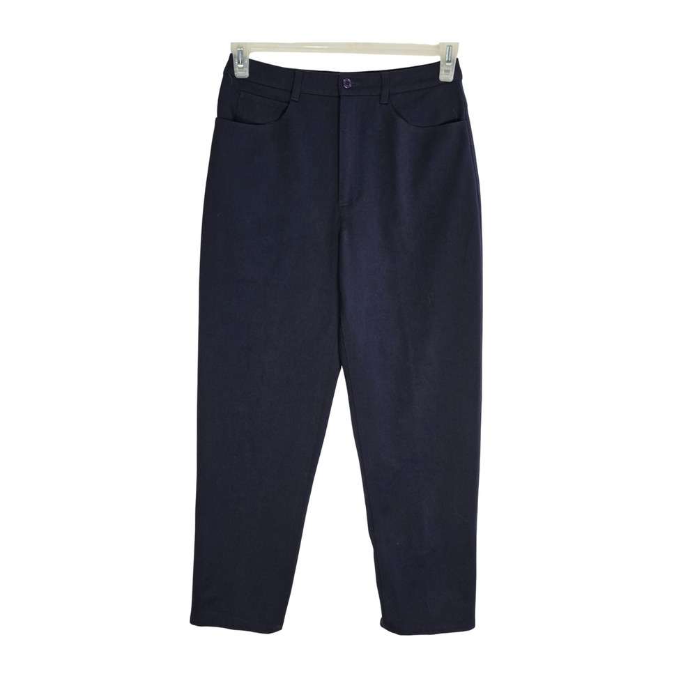 Talbots Petites Navy Blue Stretch Trousers High Rise Straight Leg Womens 4P